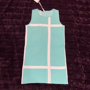 Miilla Sleeveless Mod Shift Dress - Mint Green/White